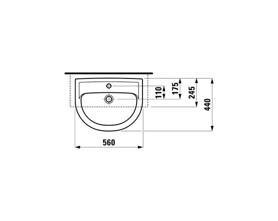 Laufen Pro Halbeinbauwaschtisch 56x44cm Weiß 8129510001041