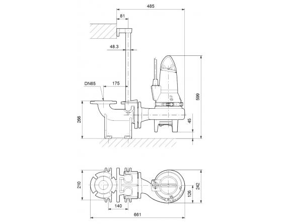 Grundfos Schmutzwasserpumpe SE1.50.65.15.A.2.50B, DN65 96104122