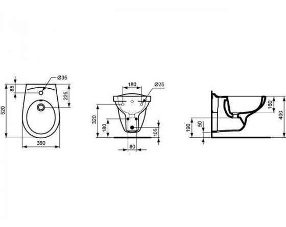 Ideal-Standard/Comfort Id.St. Eurovit Wandbidet Weiß V493101