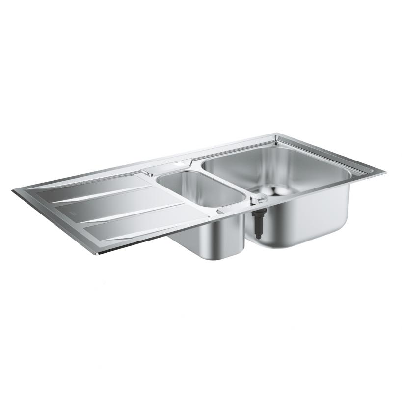 Grohe Edelstahlspüle K400+ 31569 mit 1,5 Becken/Abtropffl. 983x513mm FlatEdge EC31569SD0