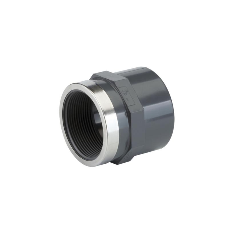 GF pipe formerly JRG transition socket with adhesive socket and internal thread, Rp PVC-U d 50 mm RV0MMP50F