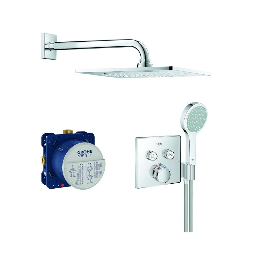 Grohe concealed shower system. GrohthermSmartControl square shape 34742 with THM/KB/HB chrome EC34742000
