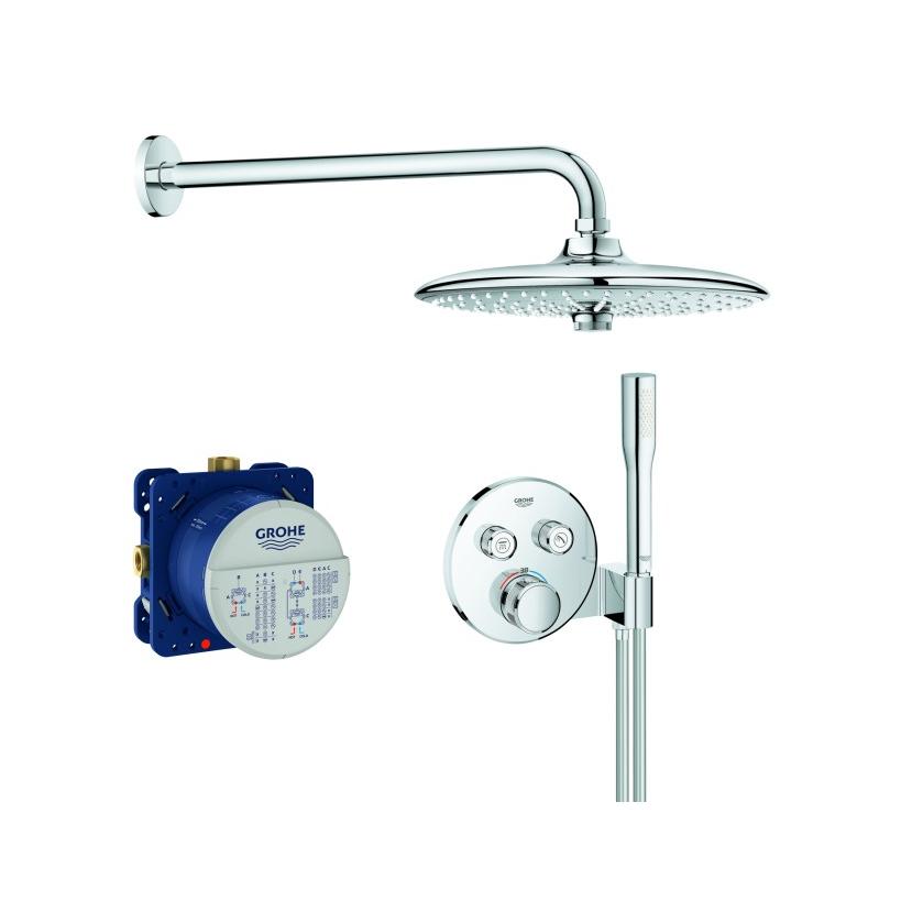Grohe concealed shower system. GrohthermSmartControl round shape 34744 with THM/KB/HB chrome EC34744000