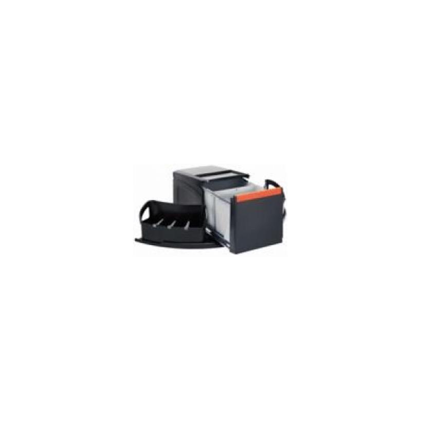 Franke Deutschland Franke Cube Eck Mülltrennung 3-fach mit Handauszug, schwarz, 2x8l, 1x18l 1340055288