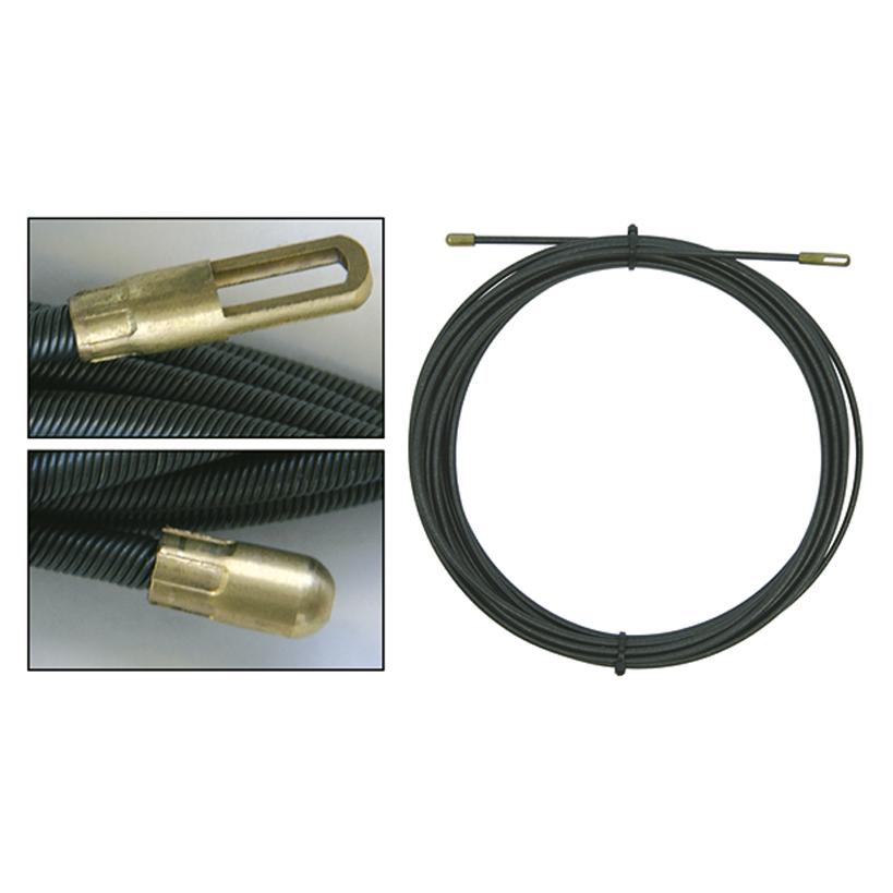 Perlon-Einziehband schwarz 25 m, Ø 4 mm mit Suchfeder und Zugöse 150247